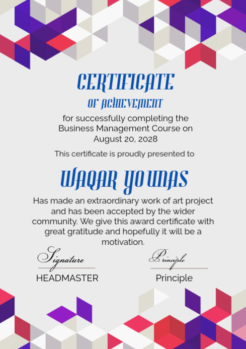 Certificate of good news A4 template