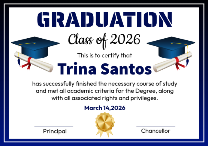 Certificate of Graduation Template | PosterMyWall