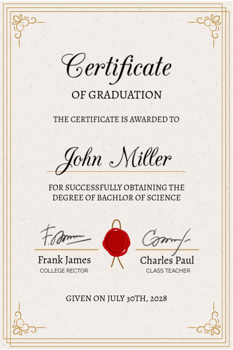certificate of graduation โปสเตอร์ template
