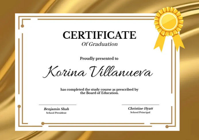 Certificate Of Graduation Layout A5 template