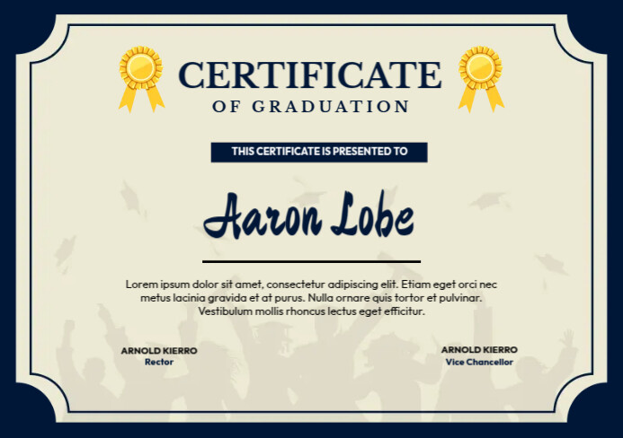 Certificate Of Graduation Layout A5 template