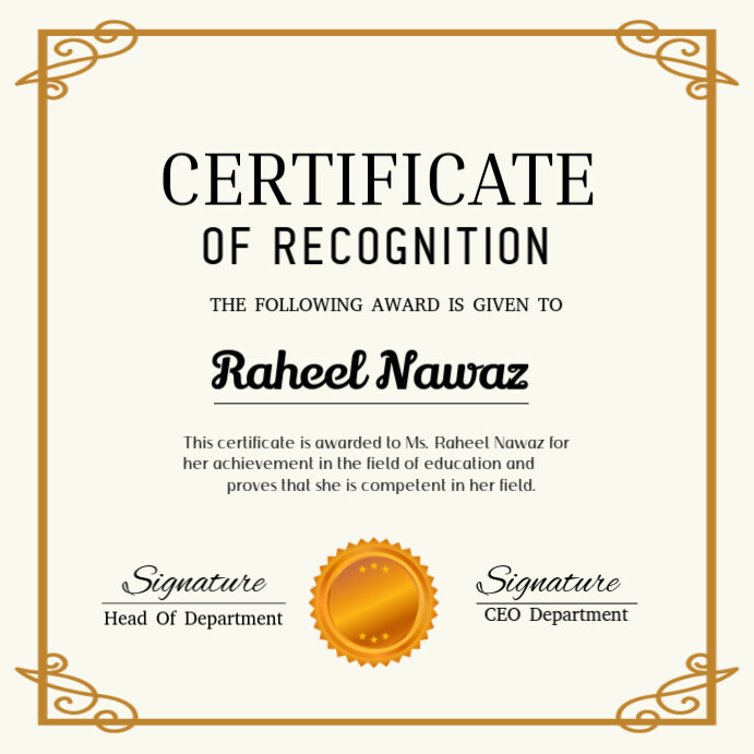 Certificate of internship Instagram Post template
