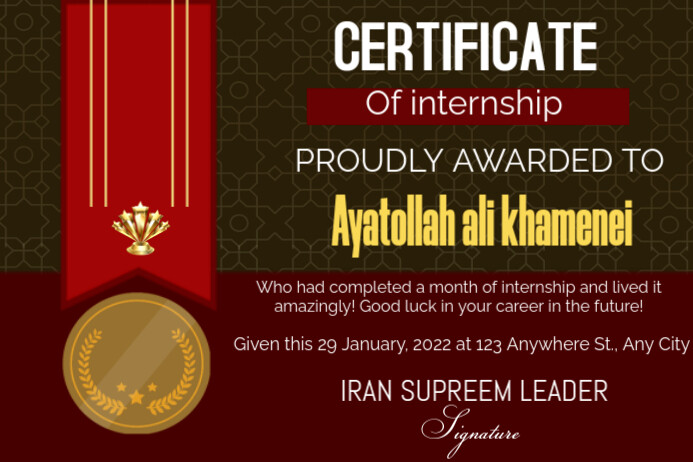 Certificate of internship 标签 template