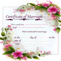 Certificate of marriage template design โพสต์บน Instagram
