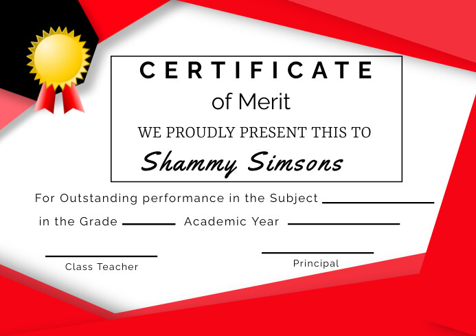certificate of merit in a subject school Template | PosterMyWall