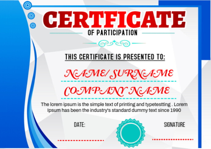 certificate of participation , certificate 明信片 template