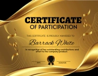 Certificate of Participation Gold and Black F Pamflet (Letter AS) template