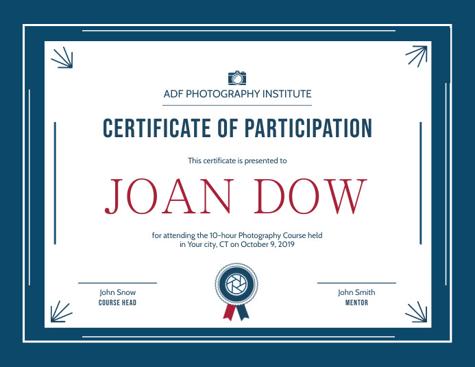 Copy Of Certificate Of Participation Landscape Copy Of Certificate Of Participation Landscape