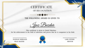 白色 Certificate of Recognition Presentazione Template