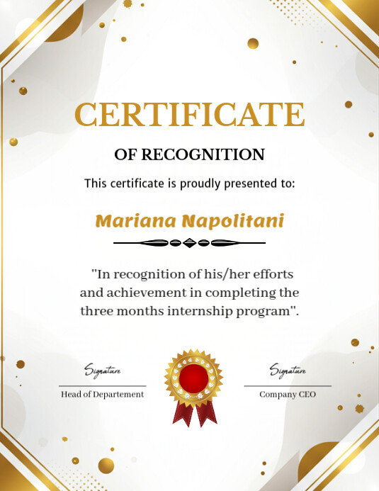 Certificate of Recognition 传单(美国信函) template