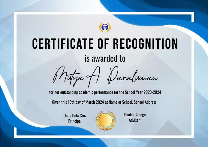 Certificate of Recognition Template | PosterMyWall
