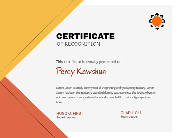 Certificate Of Recognition Design Template Folheto (US Letter)