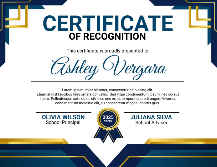 Recognition Card Design Example Certificate Of Recognition Template | PosterMyWall