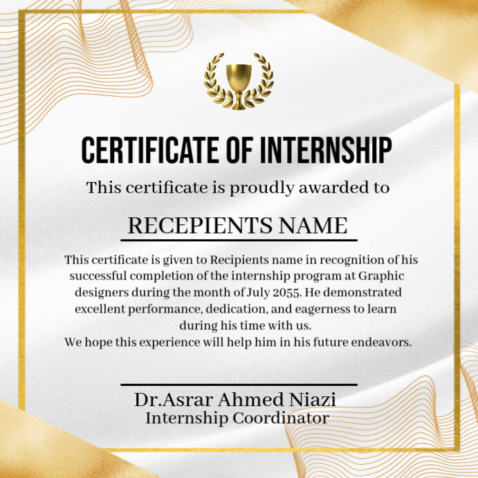 Certificate of recognition Сообщение Instagram template