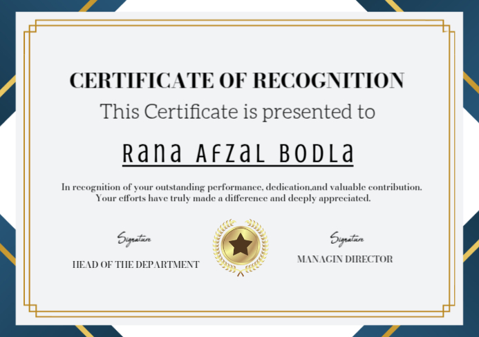 Certificate of recognition editable customizable Template | PosterMyWall
