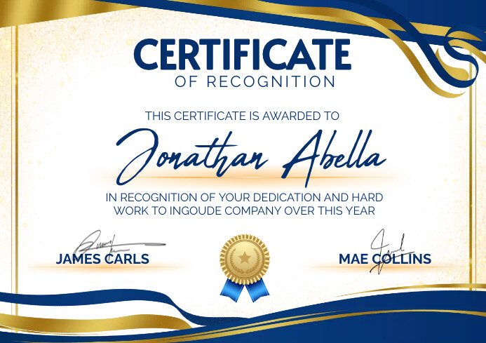 Certificate of recognition editable template | PosterMyWall