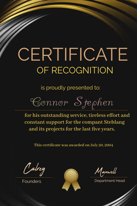 Certificate of recognition template Poster