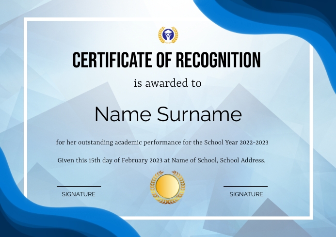 Recognition Card Design Example CERTIFICATE OF RECOGNITION TEMPLATE | PosterMyWall