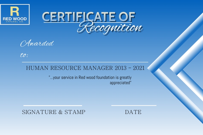certificate of recognition template Banner 4' × 6'