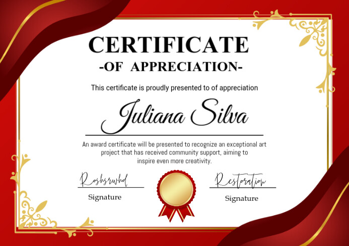 certificate of recognization A4 template