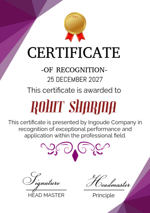 Certificate of registration A4 template