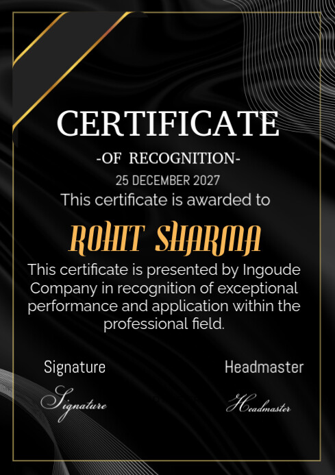 Certificate of until A4 template