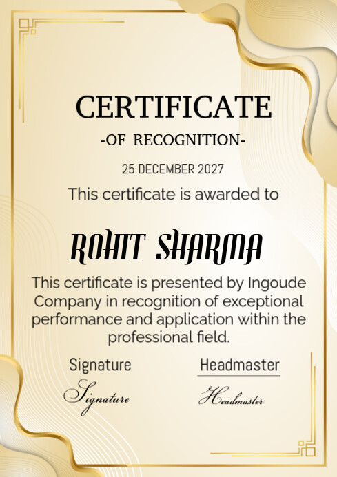 Certificate of work A4 template