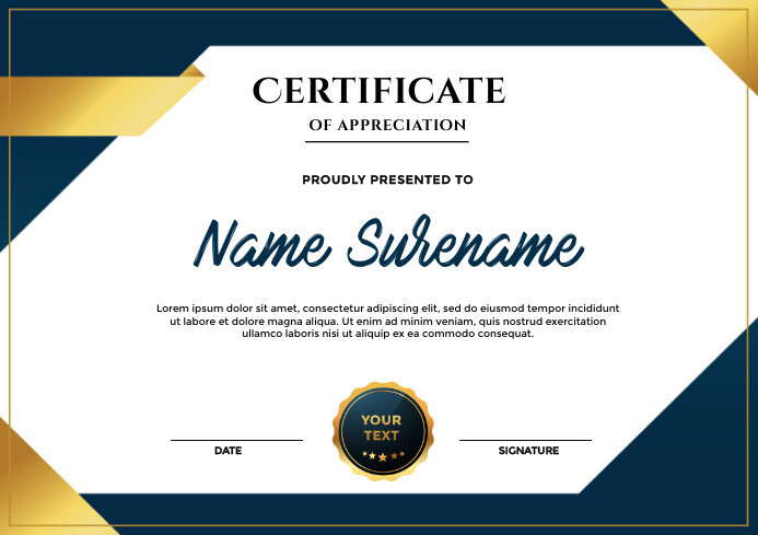 Certificate template Design Dark Green and Go A3