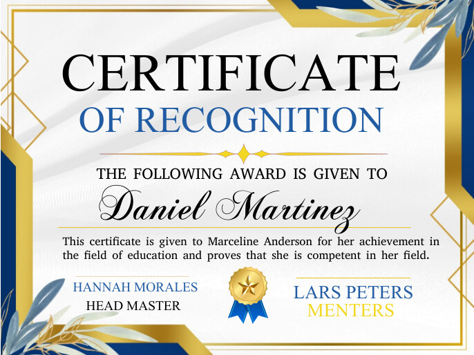 Certificateof recognition Template | PosterMyWall