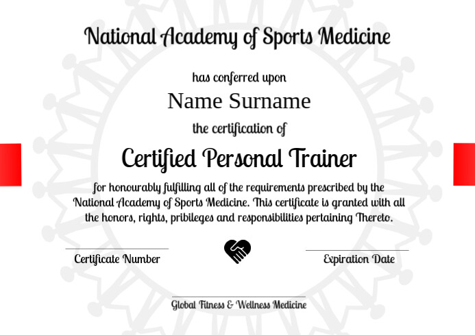 Certification of Personal Trainer Template A4