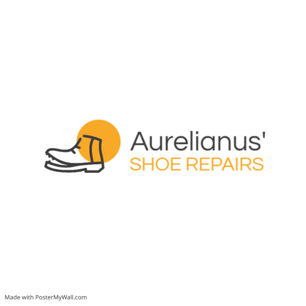 grey and orange colors shoe repairs logo