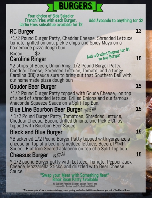 Kingman Menu 4 BURGERS PosterMyWall