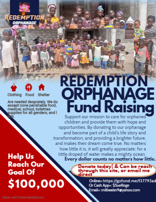 Blue and Red Kids Orphanage Fundraising Flyer | PosterMyWall
