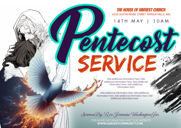 Pentecost Church Service A3 Template | PosterMyWall