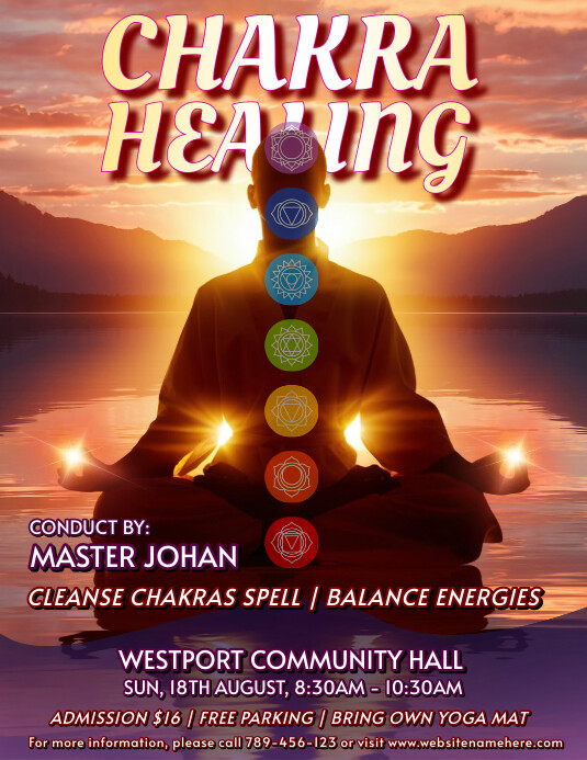 Chakra Healing Class Flyer Folheto (US Letter) template
