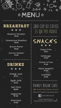 Chalkboard Breakfast Menu Digital Display Video template