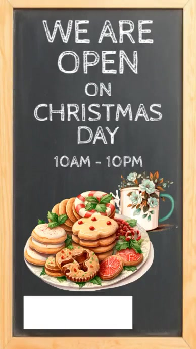 Chalkboard We Are Open On Christmas Day Instagram Reel template