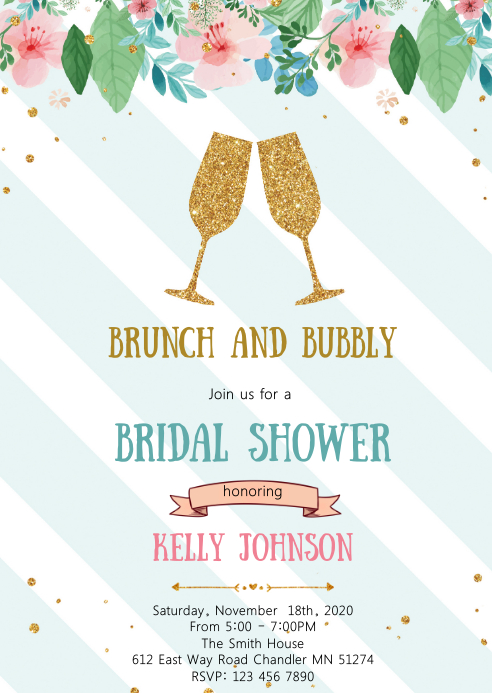 Champagne bridal shower invitation Template PosterMyWall Champagne bridal shower invitation Template PosterMyWall