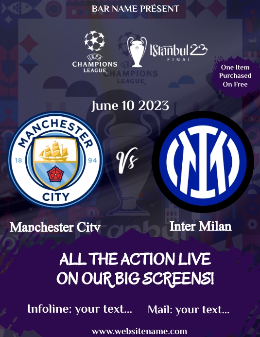 Champions League final bar flyer template PosterMyWall