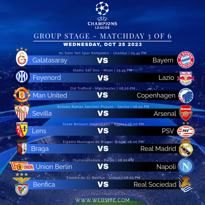 CHAMPIONS LEAGUE FIXTURE Template | PosterMyWall champions-league-fixture-template-postermywall