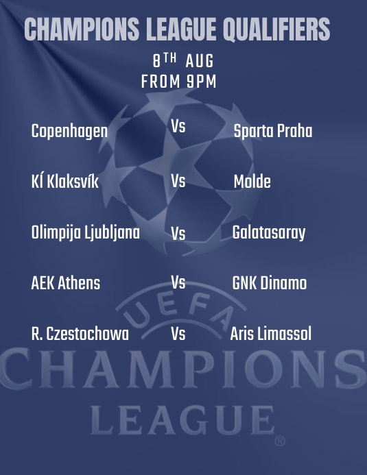 Champions league fixtures Template PosterMyWall