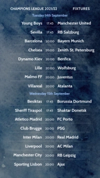 Champions League Fixtures Soccer Football Instagram Story template
