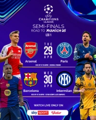 CHAMPIONS LEAGUE SEMI FINAL FIXTURE 2025 Instagram Portrait template