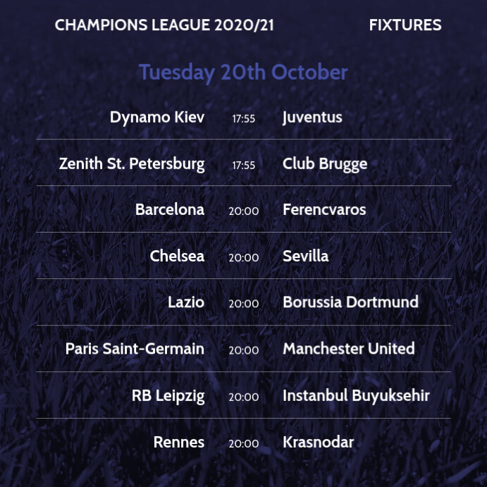 Fixture Post Football Champions League Soccer Football Fixtures Template | PosterMyWall