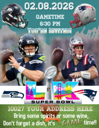 Szary Super Bowl Party Invitation Flyer Template