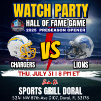 Pro Football Hall Of The Fame: Chargers Vs Lions Watch Party Instagram Template