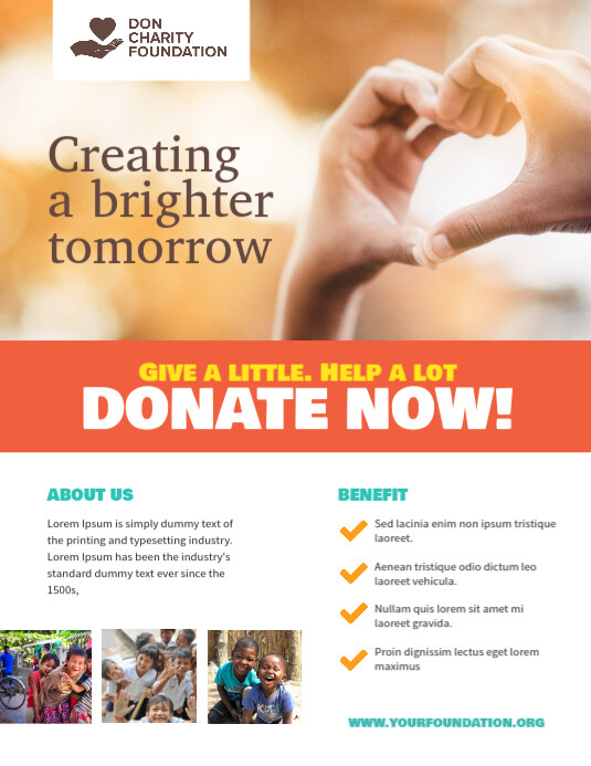 Charity Donation Fundraising Flyer Poster Template