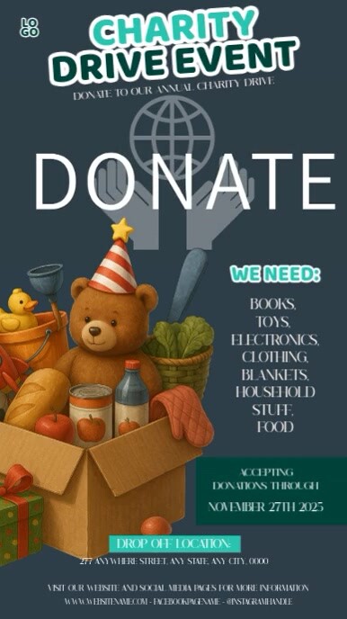 CHARITY DRIVE EVENT DESIGN TEMPLATE Instagram 快拍