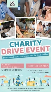 Charity drive event instagram story flyer design template