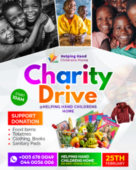 Charity Drive Fundraising Donation Giving Campaign Children's Home Visit Event Flyer Template   Inst Instagram Portrait